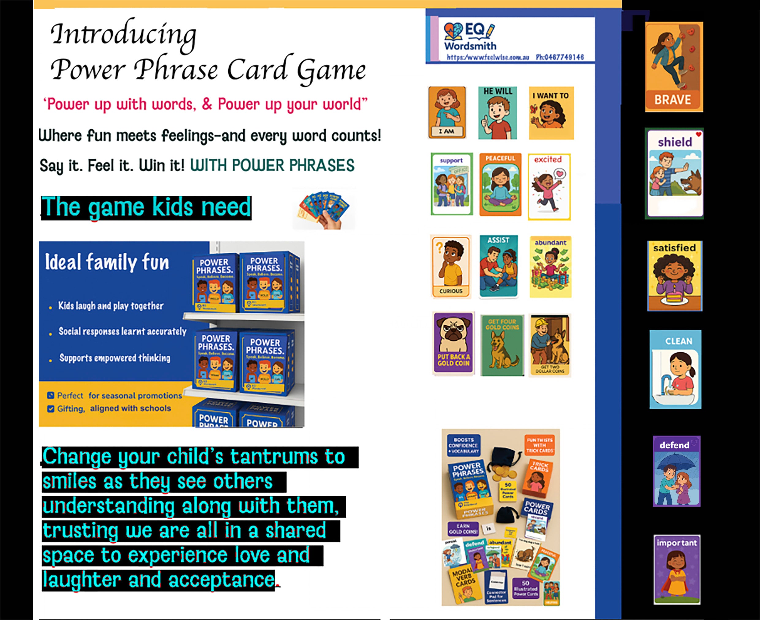 EQ WORDSMITH POWER PHRASE SPEL (ORMMATTA, PÅSAR OCH MYNT, TRE DECKS) 