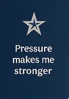 Motivational quote 'Pressure makes me stronger' with a star symbol on a blue background